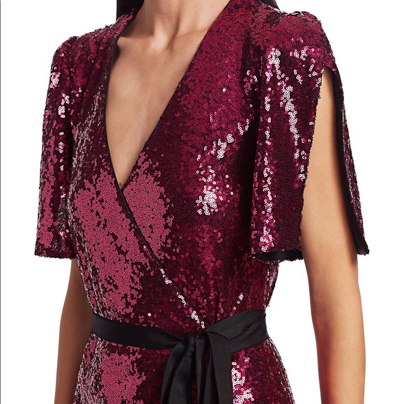 🥳HP🥳ML Monique Lhuillier-Sequin Wrap Midi💥Sz 6 - Picture 7 of 13
